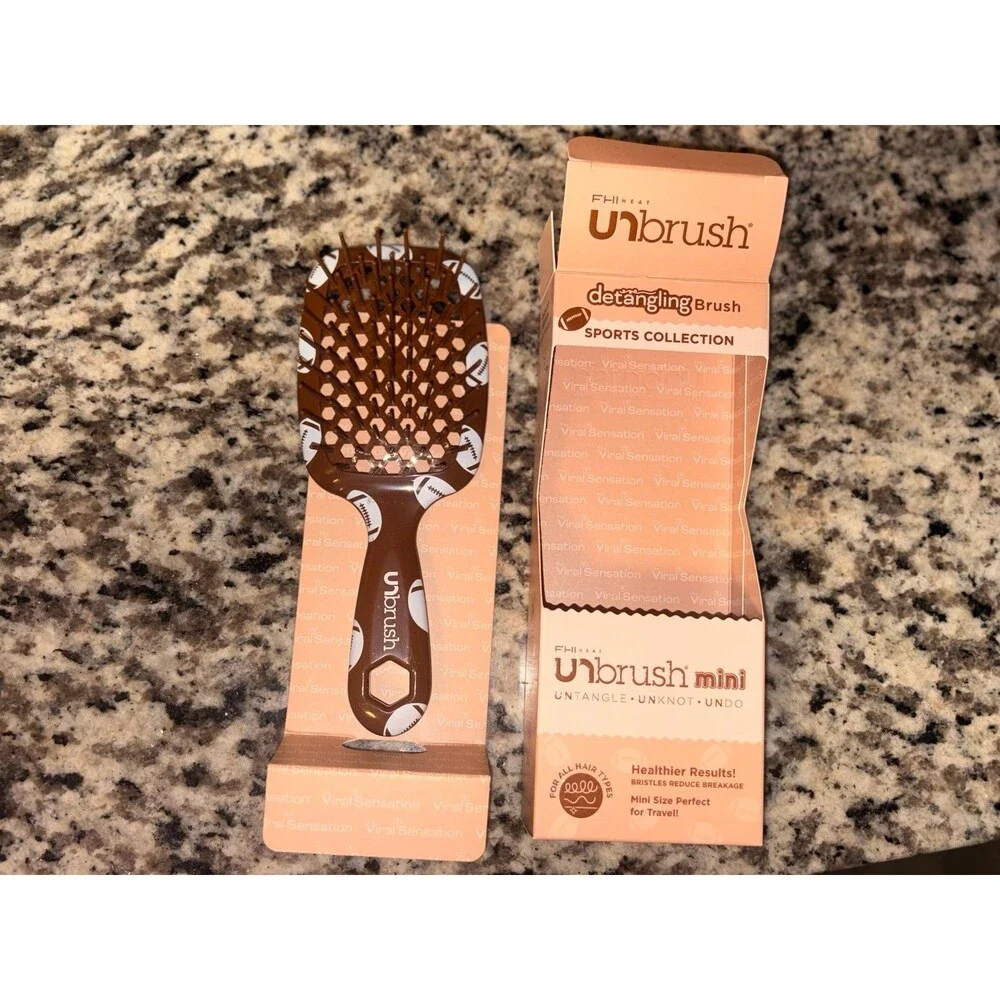 FHI Heat- UNbrush‎ Mini Detangling Brush, Sports Collection-Football, NEW!